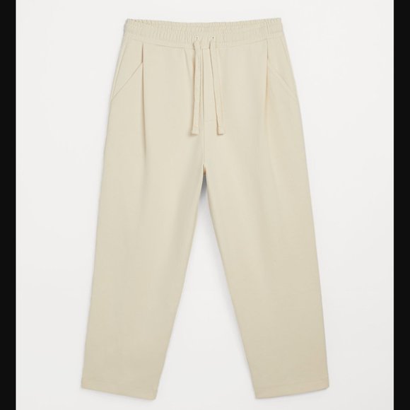 ZARA MAN ECRU TECHNICAL FABRIC PLEATED JOGGER EFFECT PANT TROUSERS $69.90 - Picture 1 of 9